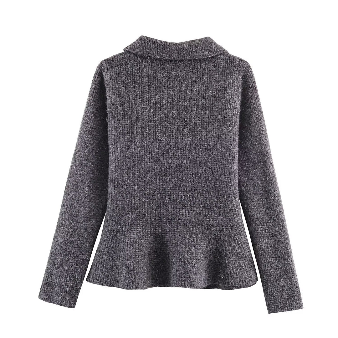 Damen Doppelreihige Bouclé-Jacke mit Schößchen, aufgesetzten Taschen und Hemdkragen Drune