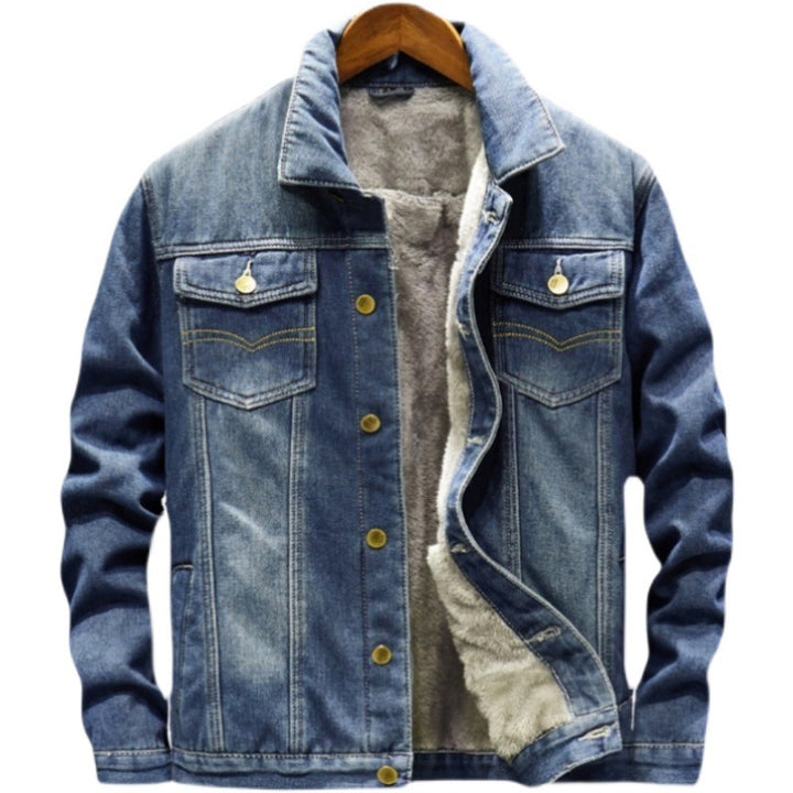 Herren Geschnittene Denimjacke mit Fleecefutter Drune