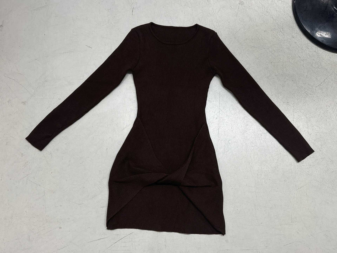 Damen nan geripptes Minikleid mit Wickel-Twist und figurbetonter Silhouette Drune
