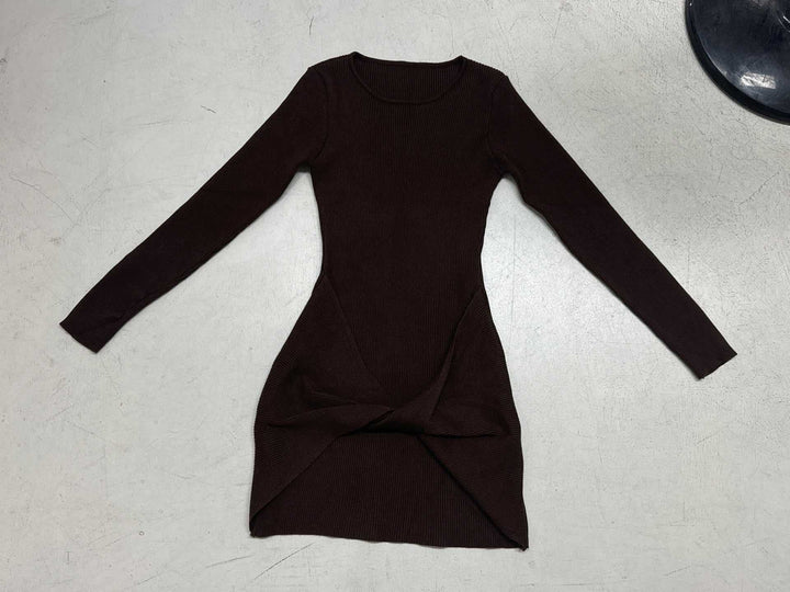 Damen nan geripptes Minikleid mit Wickel-Twist und figurbetonter Silhouette Drune
