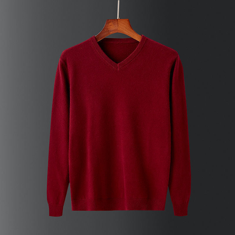 Herren eleganter V-Ausschnitt Pullover aus feiner Wolle Drune