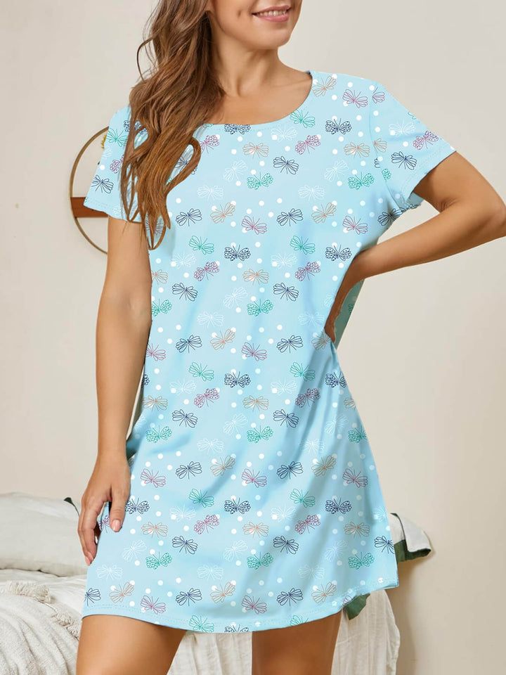 Damen lässiges Nachtkleid mit buntem Schmetterlingsmuster Drune