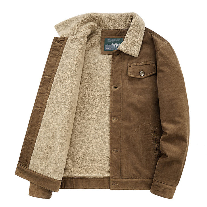 Herren Cord‑Blouson mit durchgehendem Sherpa‑Innenfutter und Umlegekragen Drune