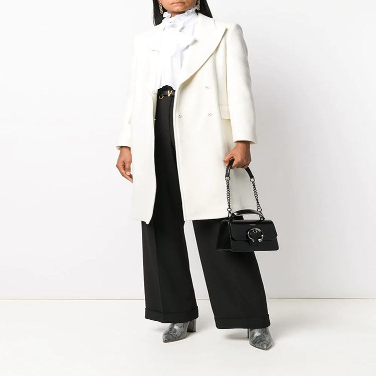 Damen Clean-Cut Longmantel mit überschnittenem Revers und klarer Tailoring‑Silhouette Drune