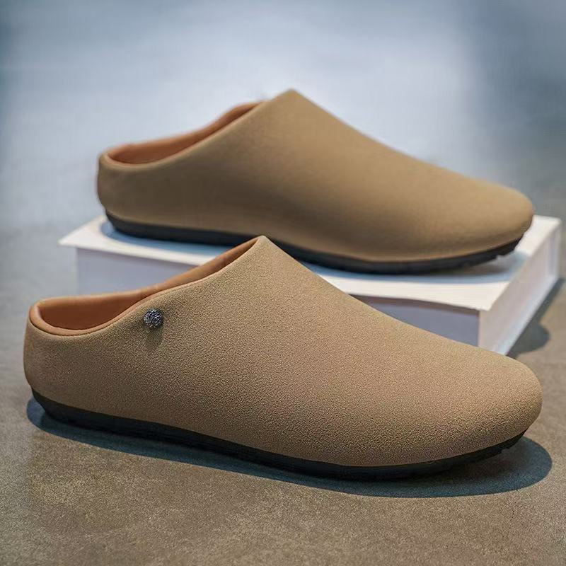 Herren Gefütterte Microfaser-Hausschuhe-Mules mit rutschfester Gummisohle Drune