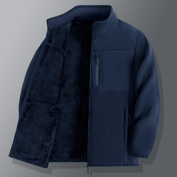 Herren funktionale Thermo-Fleecejacke mit weichem Teddyinnenfutter, Brustreißverschlusstasche und Zweiwege-Reißverschluss Drune