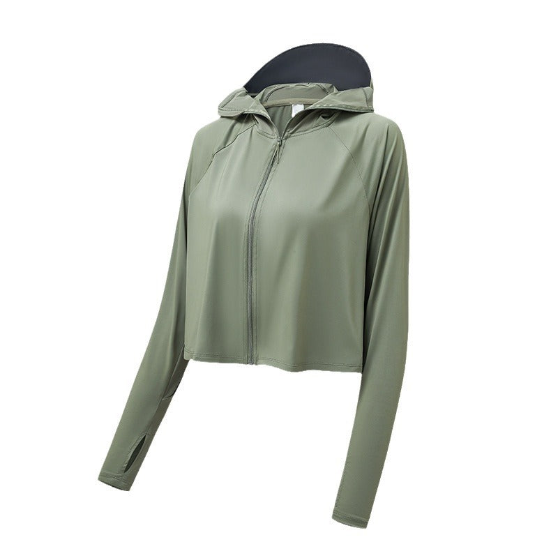 Damen Leichte Kapuzenjacke mit UV-Schutz, atmungsaktivem Stoff und kürzerem Saum Drune