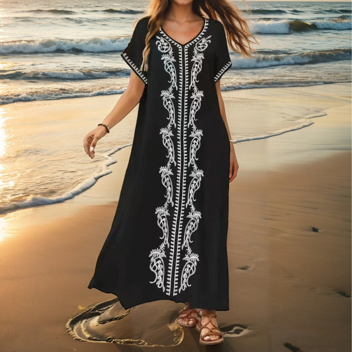 Damen eleganter Strandüberwurf mit filigranem Stickereidesign Drune