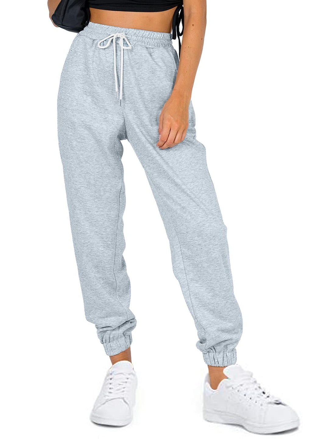 Damen bequeme Sweatpants mit elastischem Bund und Taschen Drune