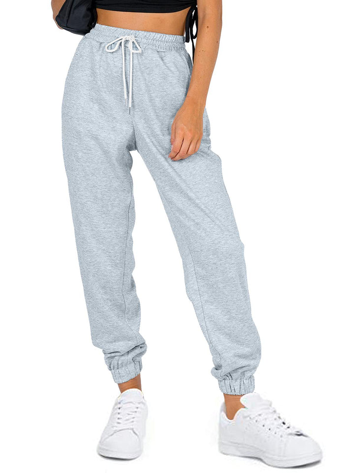 Damen bequeme Sweatpants mit elastischem Bund und Taschen Drune
