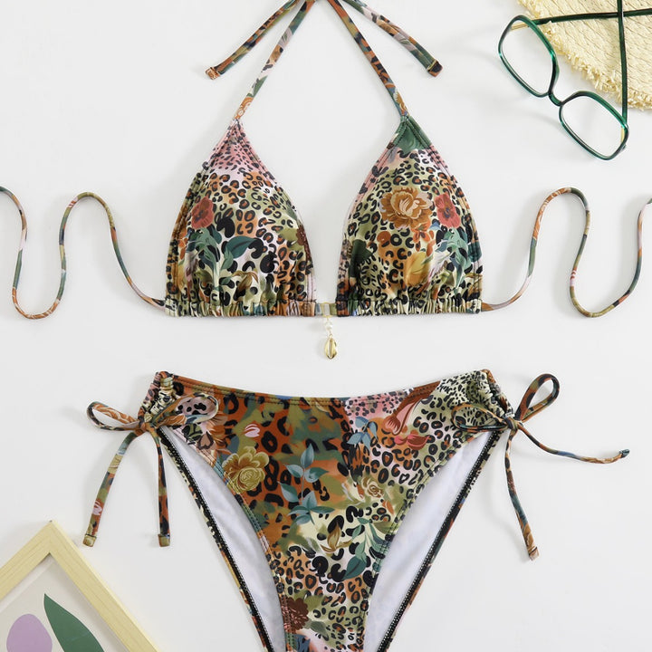 Damen Triangel-Bikini mit floralem und animalischem Design Drune