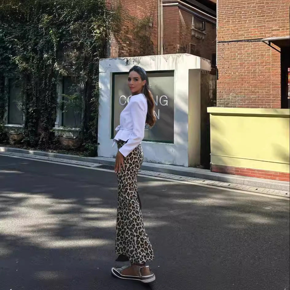 Damen modische Stoffhose mit animalischem Muster Drune