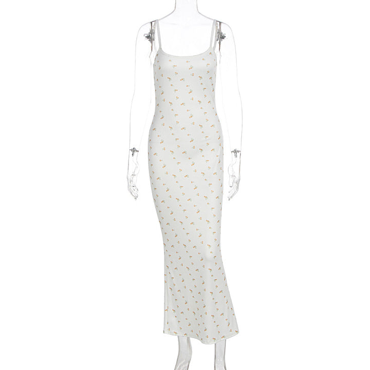 Damen Maxikleid mit floralem Muster und feinen Spaghettiträgern Drune