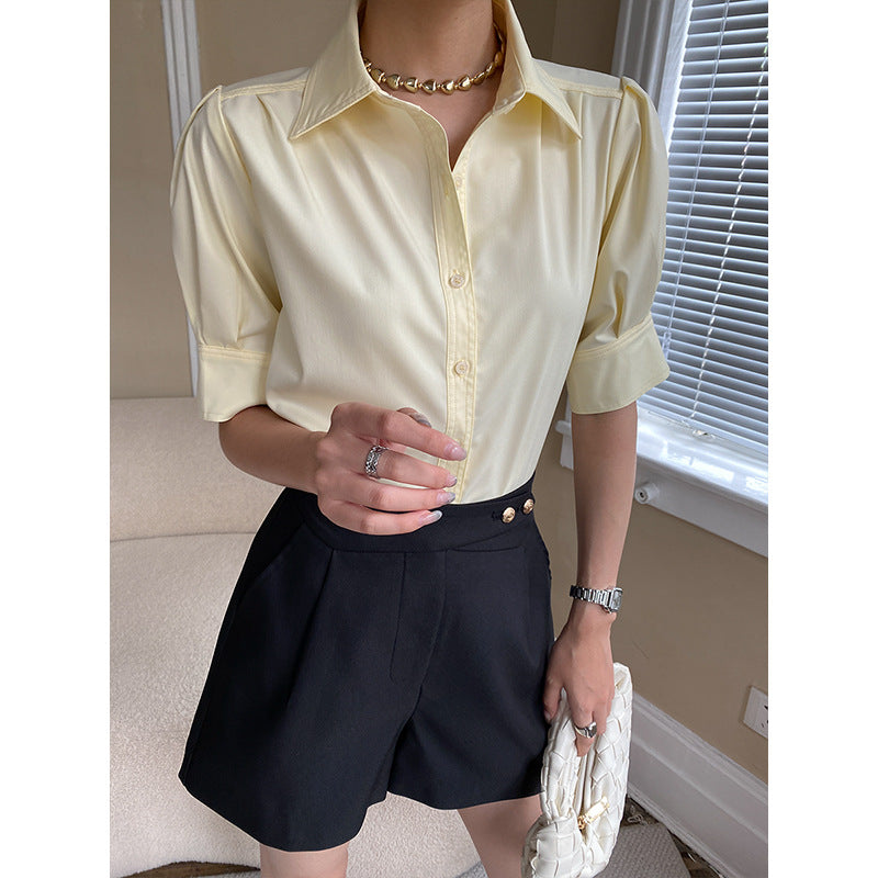 Damen Elegante Bluse mit Puffärmeln Drune