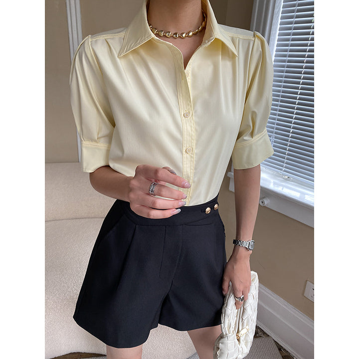 Damen Elegante Bluse mit Puffärmeln Drune