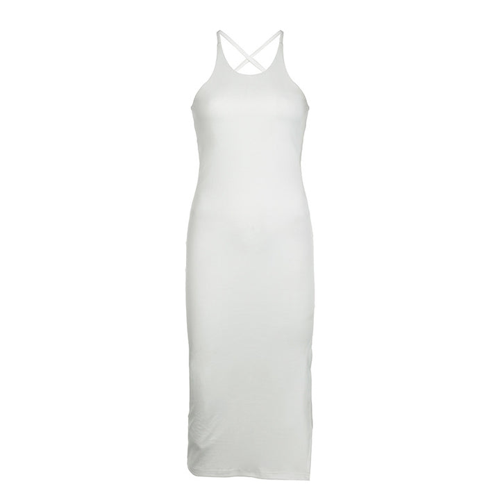 Damen figurbetontes Maxikleid mit seitlichen Schlitzen und hochwertigen Bindeträgern Drune