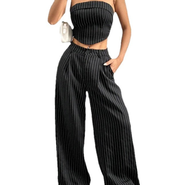 Damen elegantes und luftiges Set mit Streifenmuster Drune