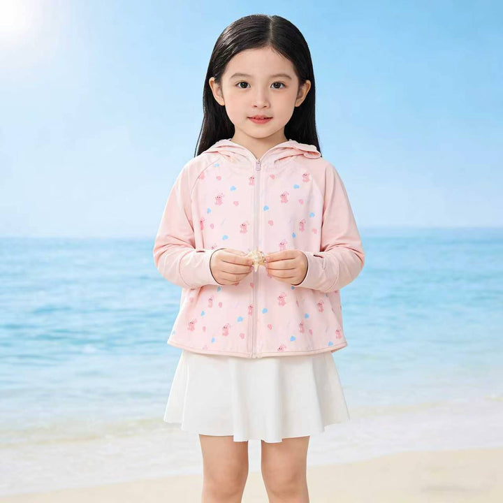 Unisex nan UV-Schutz Kapuzen-Cape für Kinder mit asymmetrischem A-Linien-Schnitt und Hasenprint  Drune