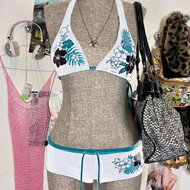 Damen-Bikini-Set mit floralem Design und verstellbaren Trägern Drune