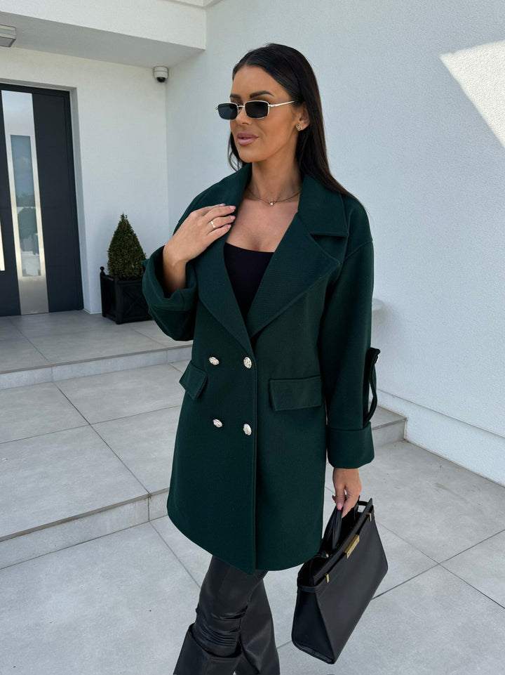 Damen Eleganter Oversized-Blazer mit doppelter Knopfleiste und praktischen Taschen Drune