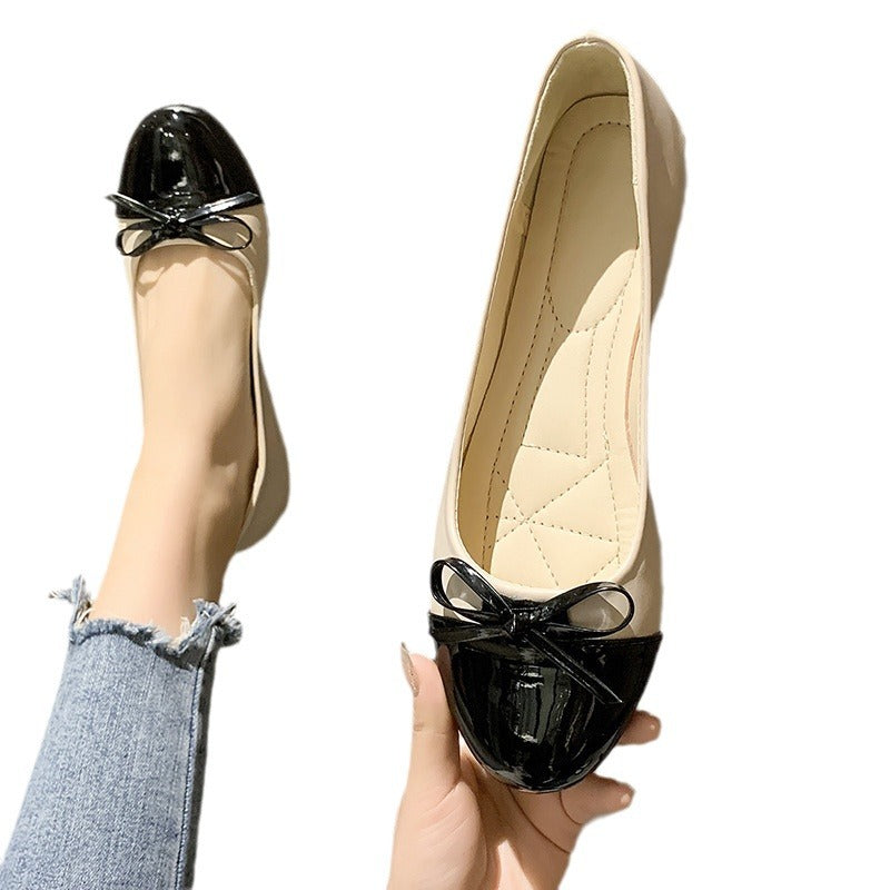 Damen nan verführerische Ballerina-Pumps mit Lackkappenvorderteil und gepolsterter Komfortsohle Drune