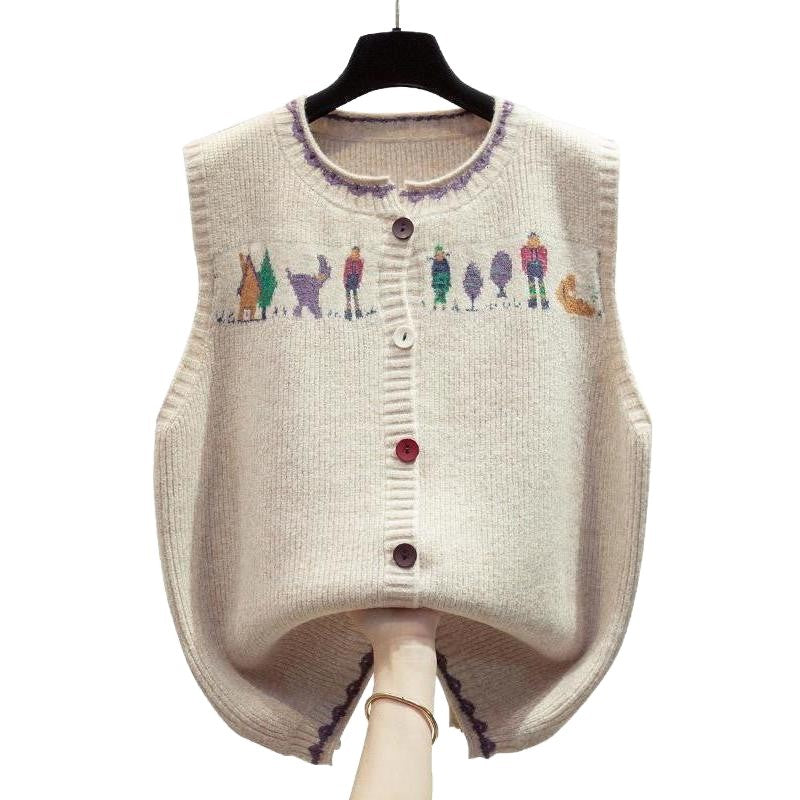 Damen Strickweste mit verspieltem Motiv Drune