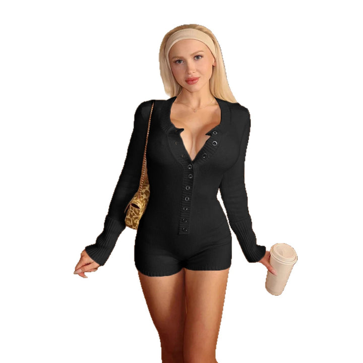 Damen nan figurbetontes Feinstrick-Minikleid mit durchgehender Knopfleiste, U-Boot-Ausschnitt und verlängerten Rippbündchen Drune