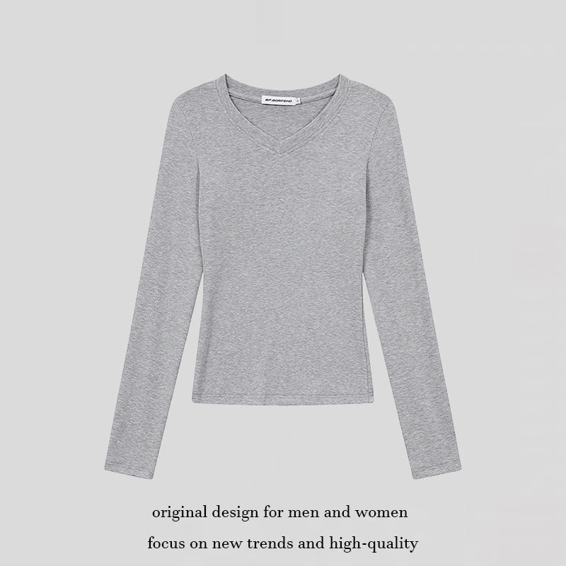 Damen Langarmshirt mit V-Ausschnitt und tailliertem Slim-Fit Drune