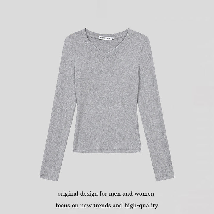 Damen Langarmshirt mit V-Ausschnitt und tailliertem Slim-Fit Drune