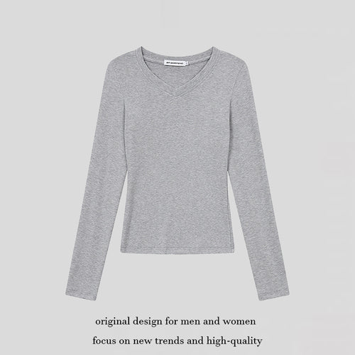 Damen Langarmshirt mit V-Ausschnitt und tailliertem Slim-Fit Drune