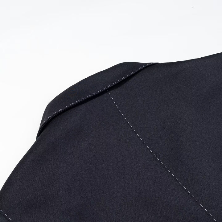 Damen Doppelreihiger Blazer mit dekorativen Ziernähten und Pattentaschen Drune