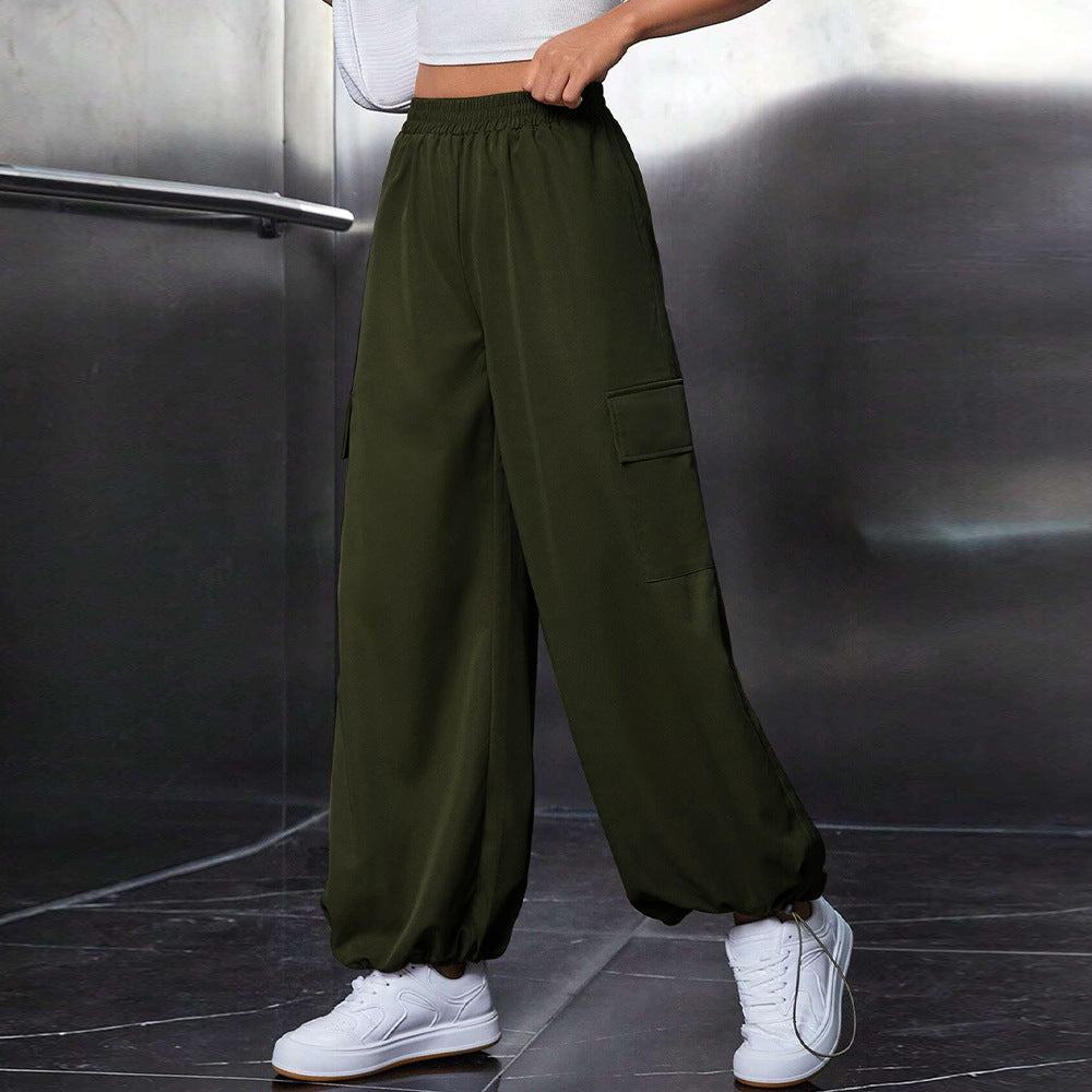 Damen Cargo-Hose mit elastischem Bund und weiten Beinen Drune