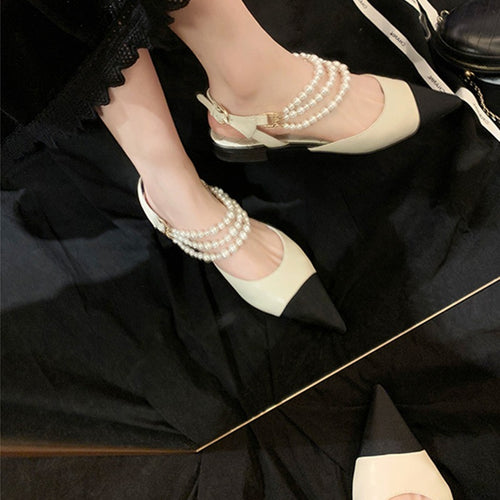 Damen Sling-Pumps mit eleganter Perlenapplikation und spitz zulaufender Form Drune