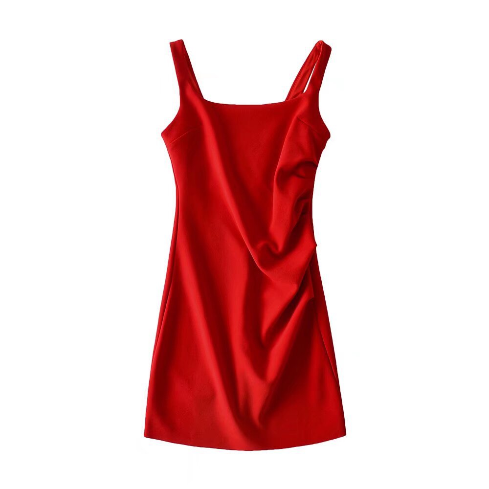Damen modernes Sommerkleid mit Drapierung Drune