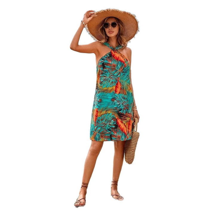 Drune | Print Halter Strand Urlaub Fließendes Kleid