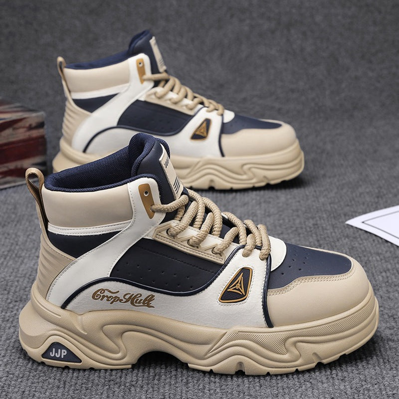 Herren High-Top City-Plateau-Sneaker mit skulpturierter Wellenlaufsohle, gepolstertem Knöchelkragen und griffiger Offroad-Traktion Drune