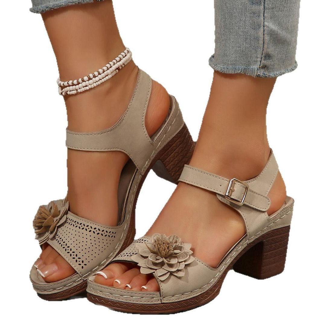 Damen Plateau-Sandalen mit floralen Akzenten und rutschfester Sohle Drune