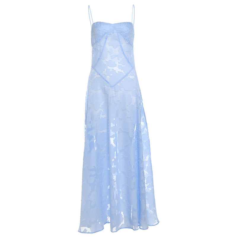 Damen Maxikleid mit transparentem Oberteil und feinem Spitzenmuster Drune
