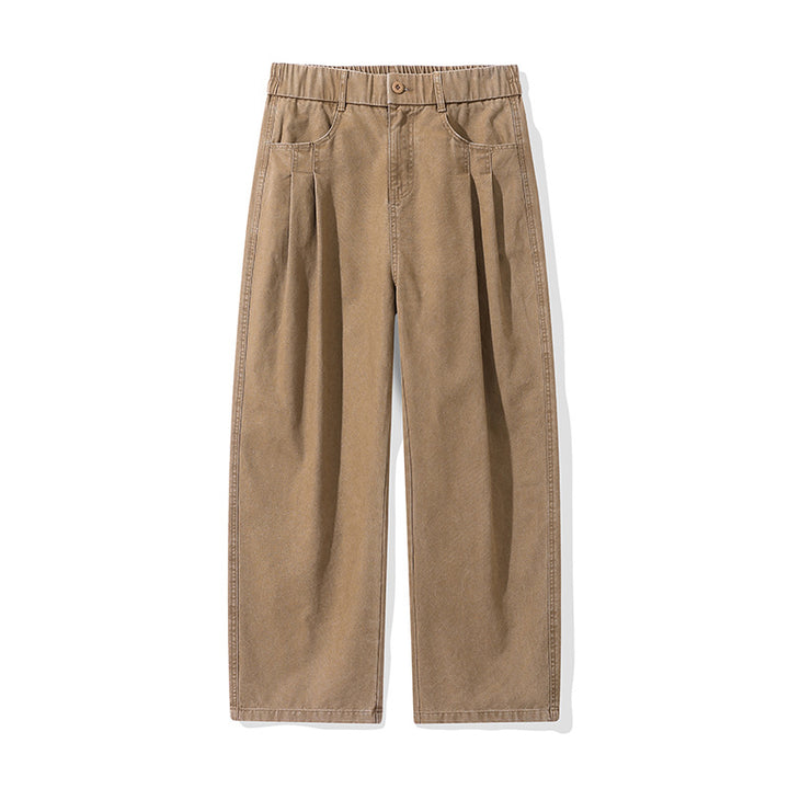 Damen Weite High‑Waist Stoffhose mit Bundfalten und elastischem Saum Drune
