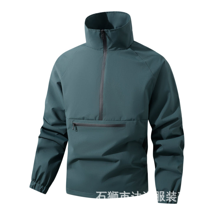 Herren Wind- und Wasserabweisende Anorak-Pulloverjacke mit Halbreißverschluss und Kängurutasche Drune