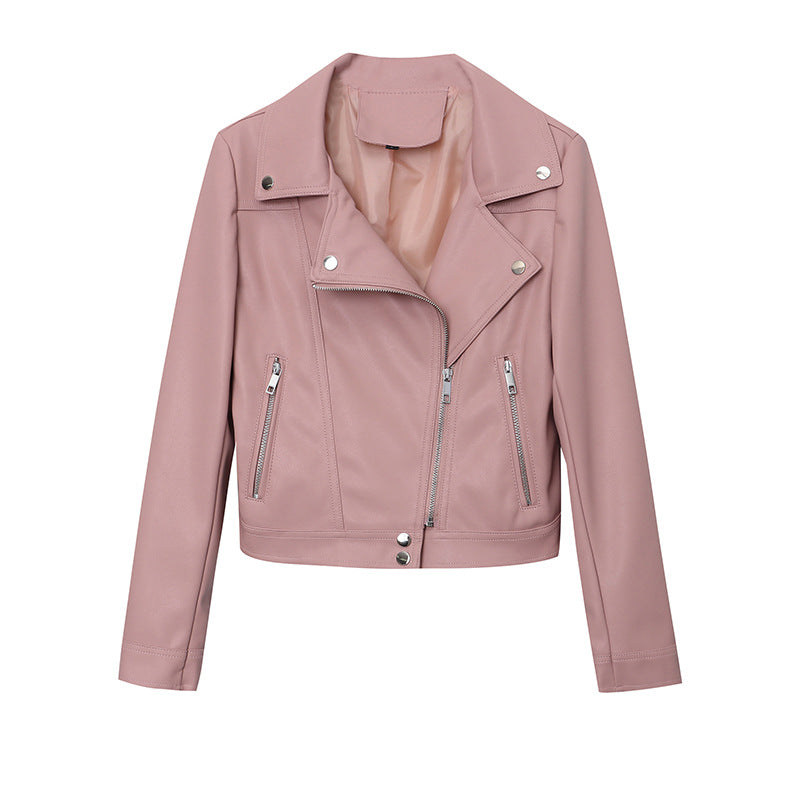 Damen Kunstleder Bikerjacke mit asymmetrischem Reißverschluss Drune