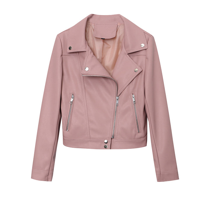 Damen Kunstleder Bikerjacke mit asymmetrischem Reißverschluss Drune