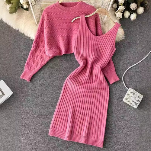 Damen Strickkleid- und Pullover-Set Drune