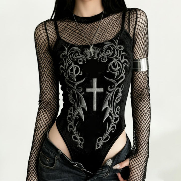 Damen Spitzen-Bodysuit mit verführerischem V-Ausschnitt und süßen Rüschendetails Drune