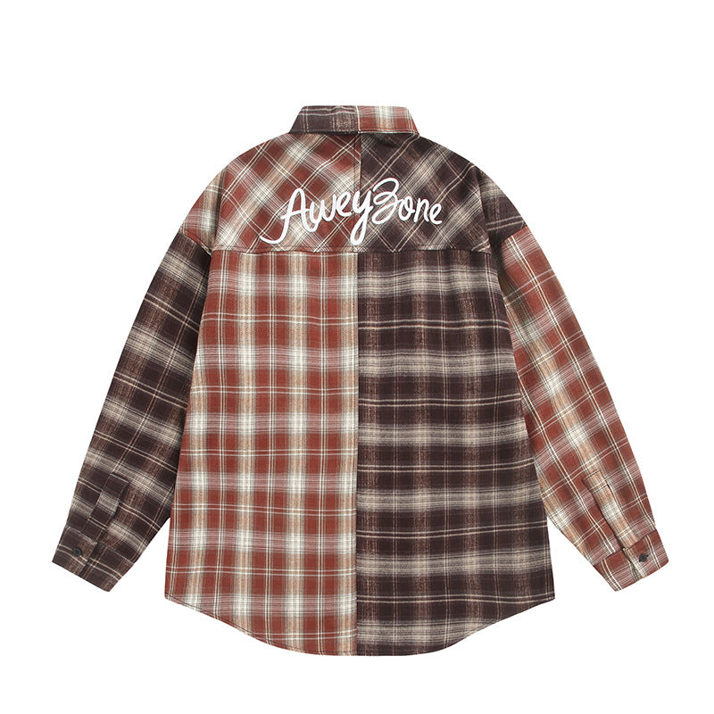 Unisex Geteiltes kariertes Overshirt im Hemdjacken‑Stil Drune