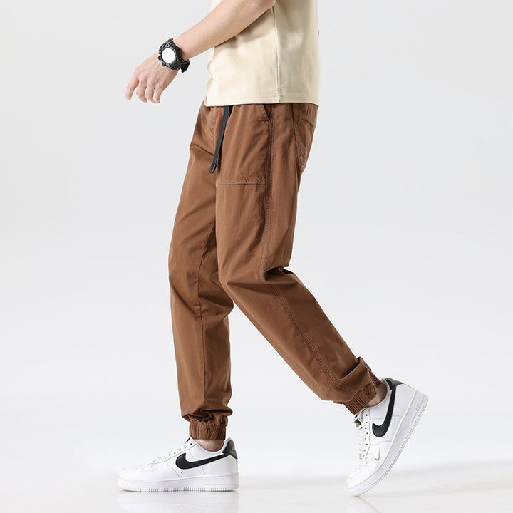 Herren Cargojoggerhose aus Baumwoll-Twill mit Tunnelzugbund und geripptem Knöchelabschluss Drune