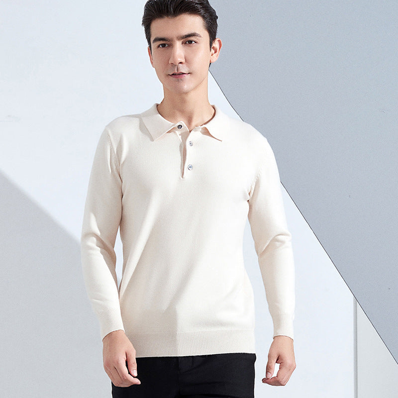 Herren Feiner Langarm-Poloshirt aus Feinstrick mit 3‑Knopf‑Leiste und schmaler Passform Drune