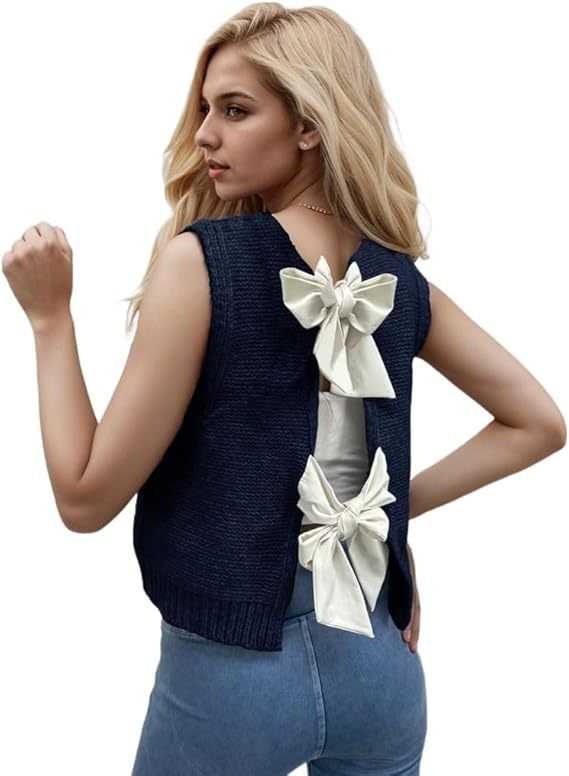 Damen Strickweste mit Schleifendetails Drune