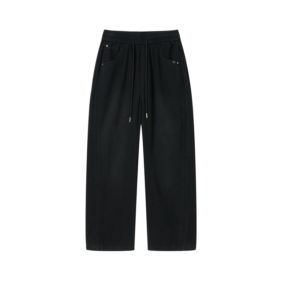 Damen Weite Relaxed-Hose mit elastischem Bund, Kordelzug und Eingrifftaschen Drune