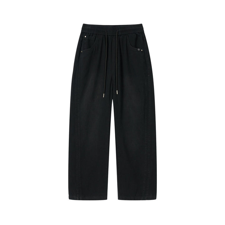 Damen Weite Relaxed-Hose mit elastischem Bund, Kordelzug und Eingrifftaschen Drune
